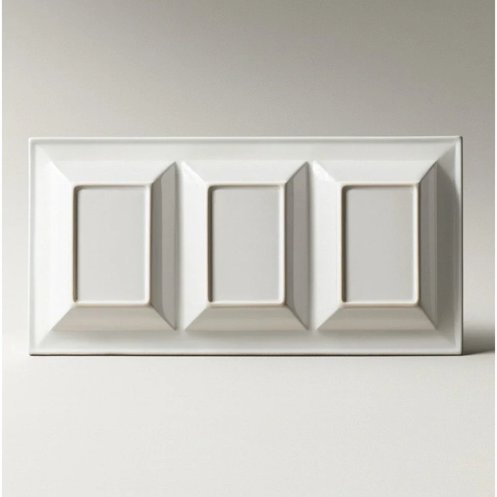 Holiday 3-Section Divided Serving Tray Platter‎ White Snowman Mittens Stocking